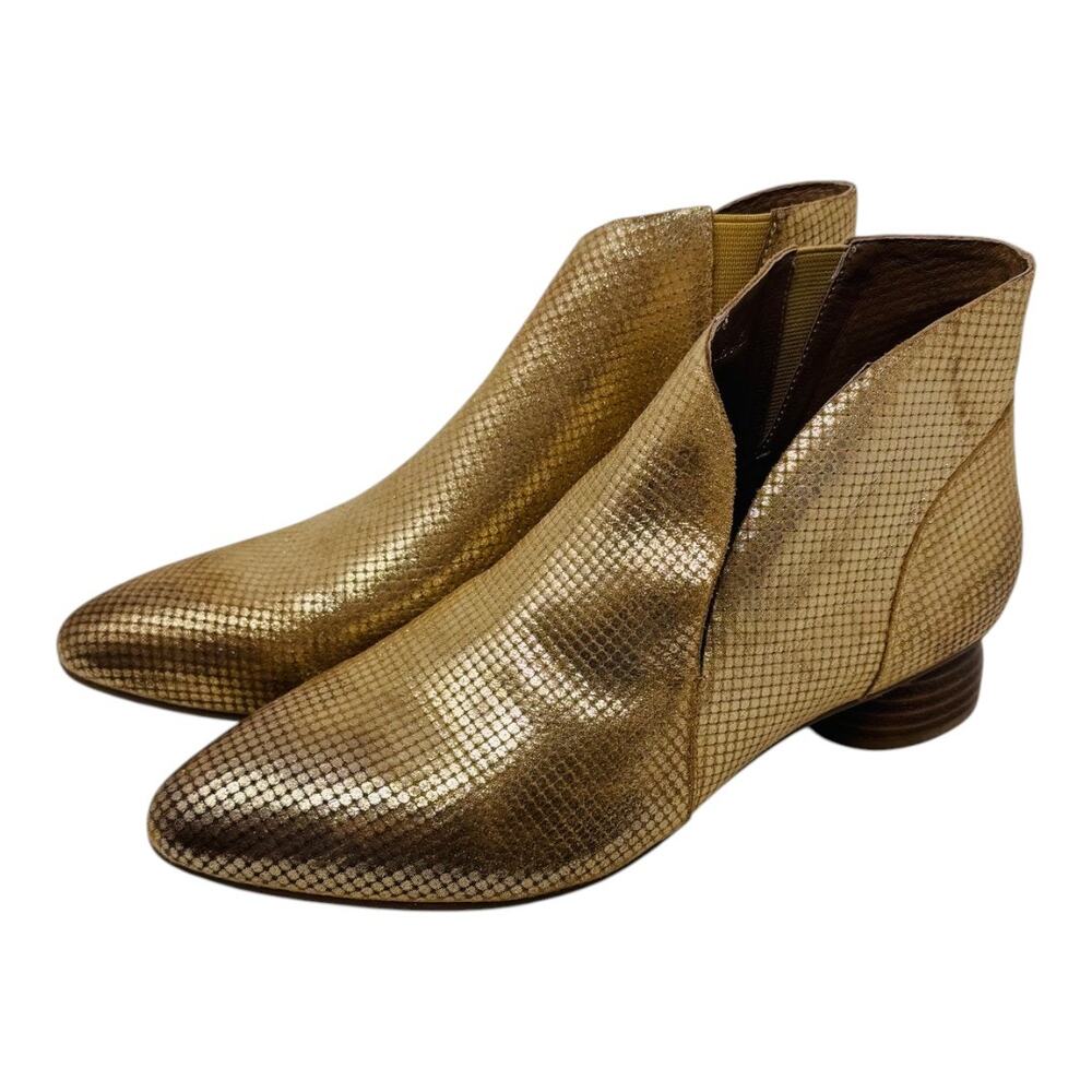 Antelope Metallic Gold Textured Leather Ankle Boots